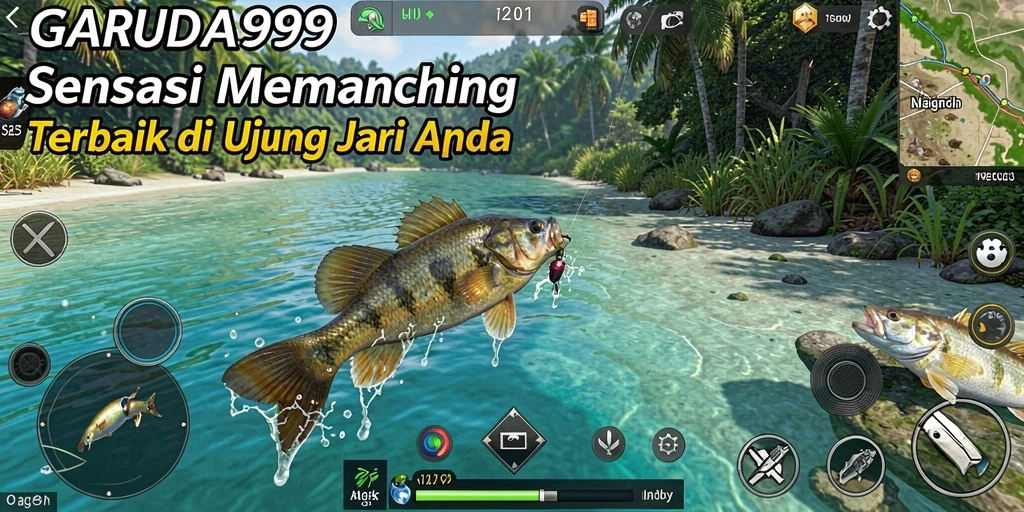 Gameplay menarik GARUDA999 yang menggambarkan aktivitas memancing.