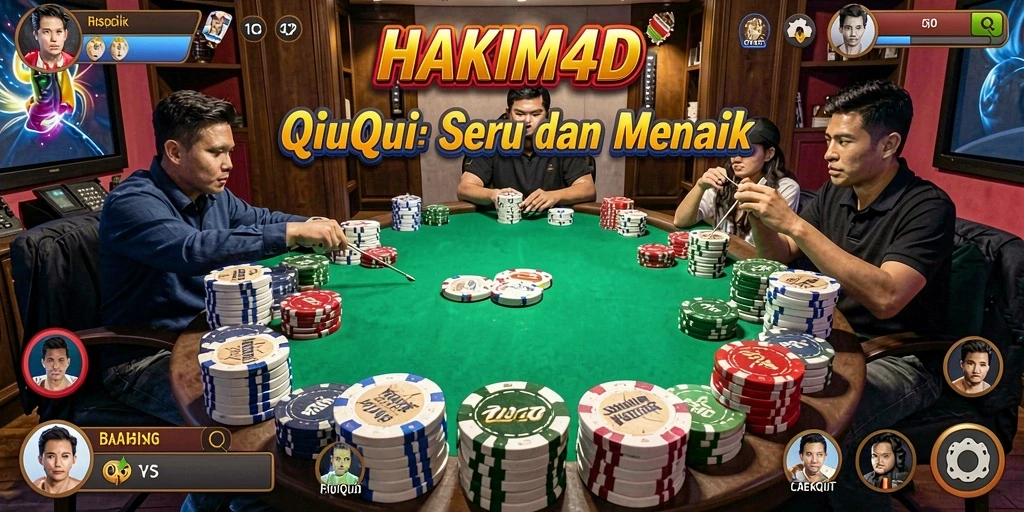 Tampilan gameplay HAKIM4D dengan kartu QiuQiu yang menegangkan.
