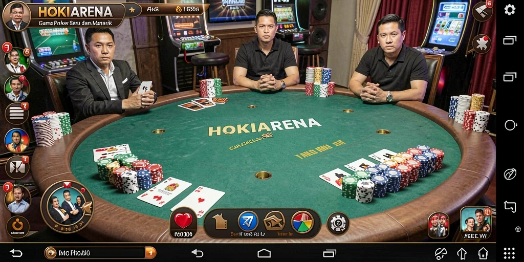 Tampilan menarik dari gameplay HOKIARENA yang penuh aksi Poker.