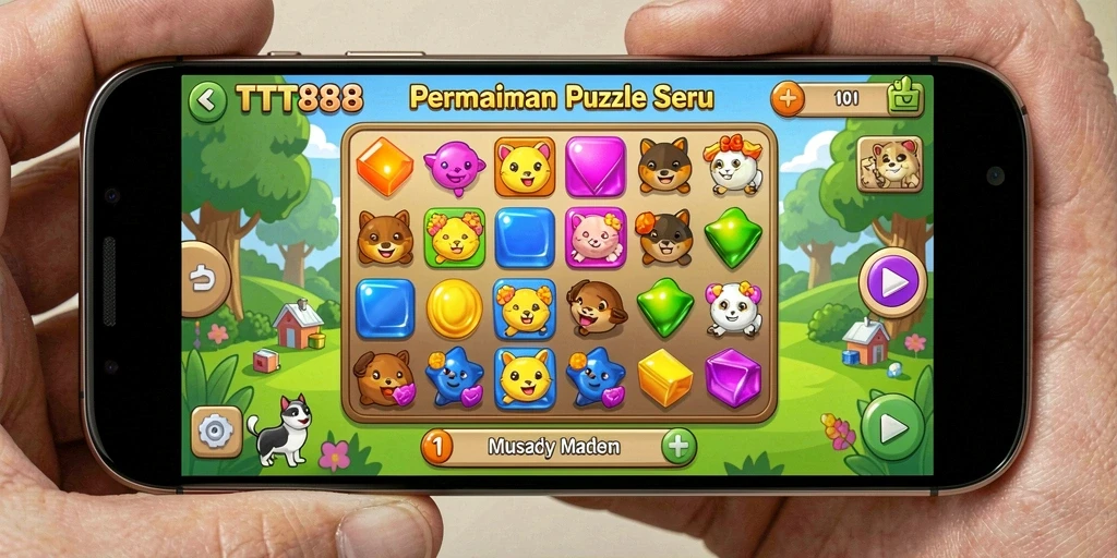 Tampilan gameplay seru TTT888 dengan tantangan Match-3.